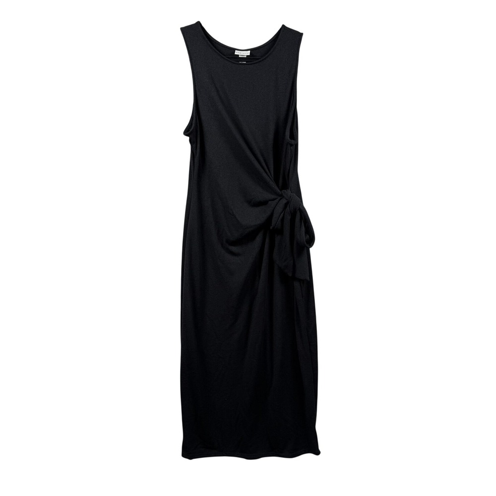 Ava & Viv Womens 1X Dress Black Side Tie Knot Maxi Sleeveless Minimalist Chic